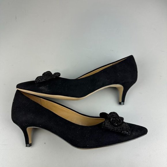 J. Crew Factory Crystal Bow Kitten Heels in Black - Picture 3 of 6